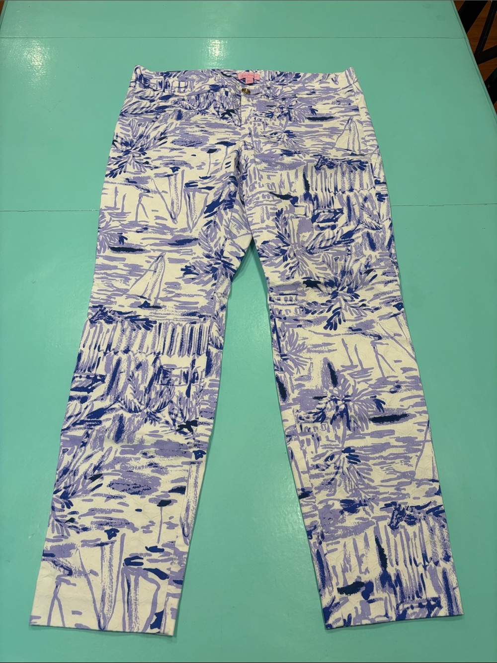 Lilly Pulitzer Lavender rock the dock print Kelly Pants